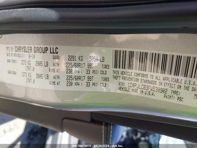 Jeep Cherokee Latitude 2015 1C4PJLCB3FW530902 Image 9