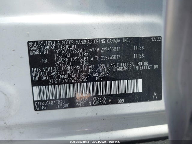 Toyota RAV4 LE 2023 2T3F1RFV0PW339250 Image 9