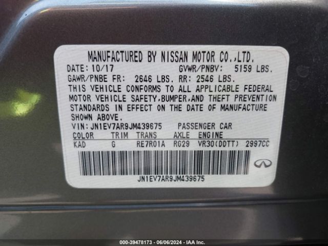 JN1EV7AR9JM439675 Infiniti Q50 3.0t Luxe
