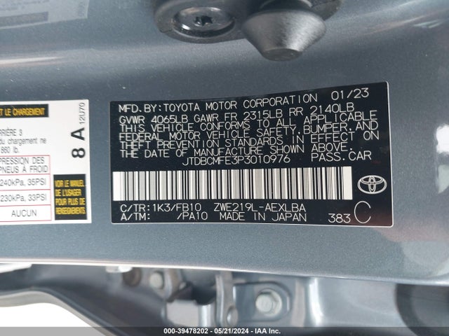 Toyota Corolla Hybrid Le 2023 JTDBCMFE3P3010976 Image 9