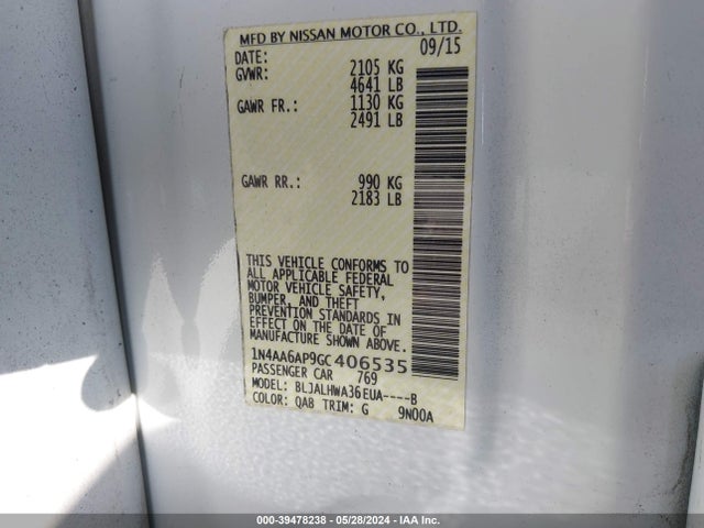 Nissan Maxima 3.5 Platinum 2016 1N4AA6AP9GC406535 Image 9