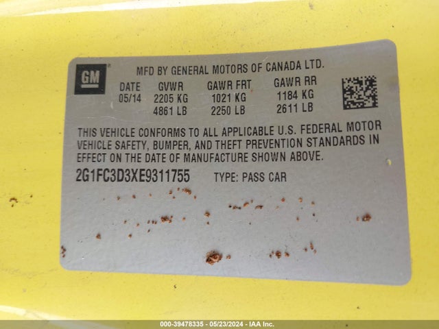 Chevrolet Camaro 2lt 2014 2G1FC3D3XE9311755 Image 9