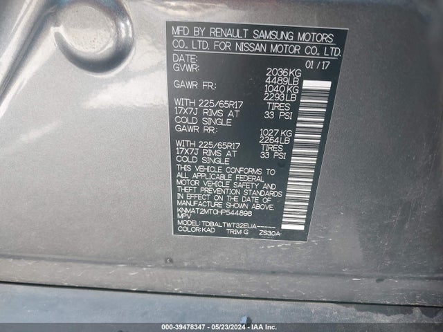 Nissan ROGUE SV 2017 KNMAT2MT0HP544898 Image 9