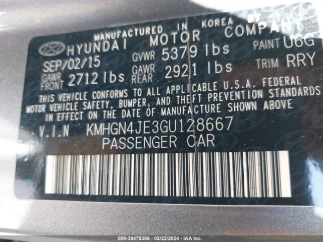 KMHGN4JE3GU128667 Hyundai Genesis 3.8