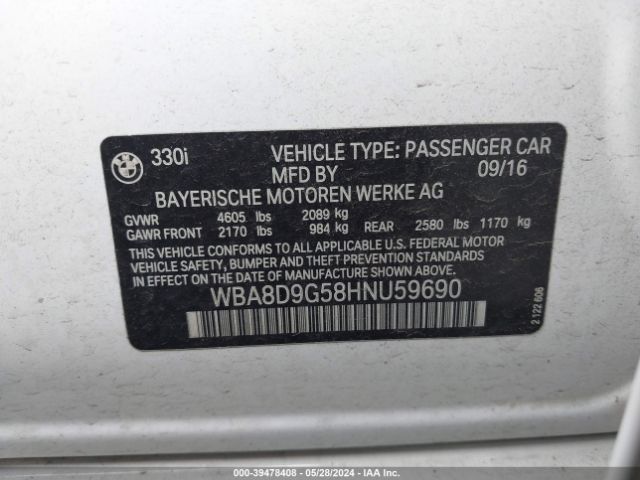WBA8D9G58HNU59690 BMW 330i Xdrive