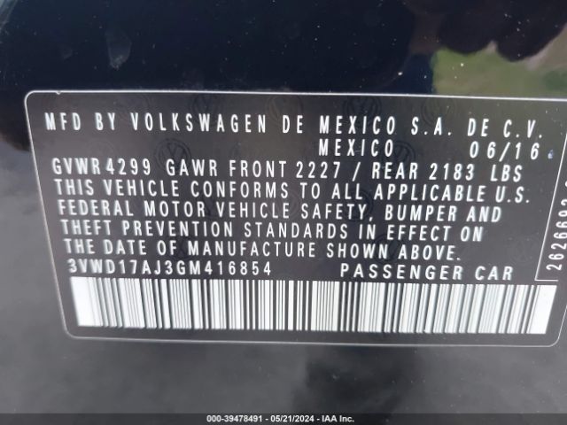 3VWD17AJ3GM416854 Volkswagen Jetta 1.8t Sport