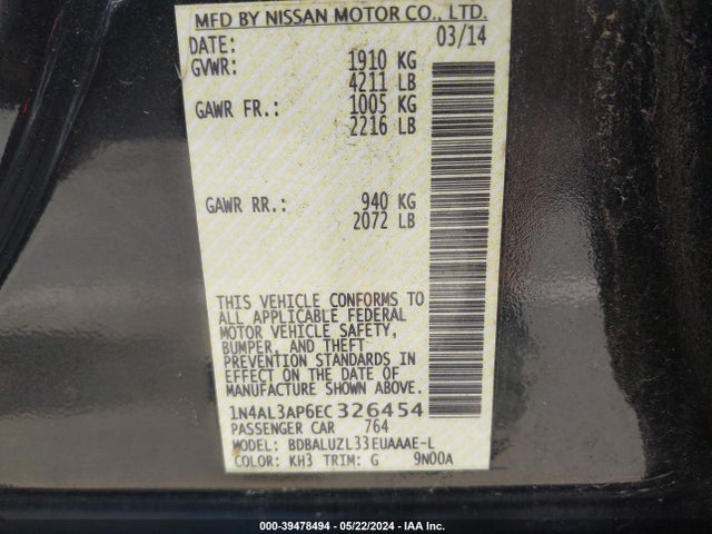 Nissan Altima 2.5 Sv 2014 1N4AL3AP6EC326454 Image 9