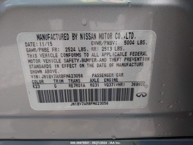 JN1BV7AR8FM423056 Infiniti Q50 Premium