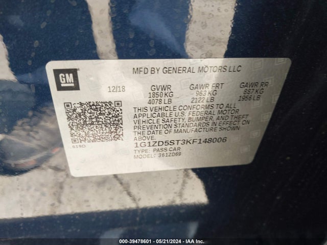 Chevrolet MALIBU LT 2019 1G1ZD5ST3KF148006 Image 9