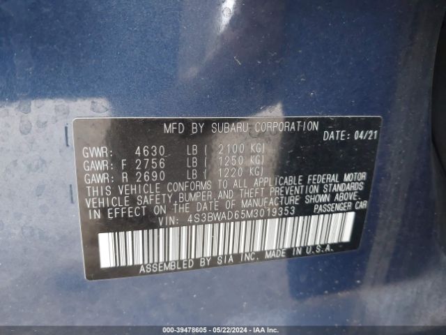 4S3BWAD65M3019353 Subaru Legacy Premium