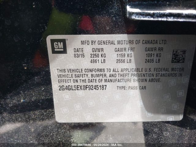 2G4GL5EX0F9245187 Buick Regal Turbo