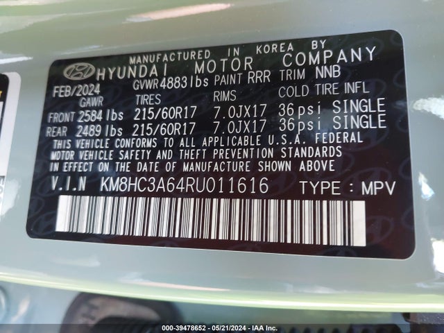 KM8HC3A64RU011616 Hyundai Kona Electric Sel