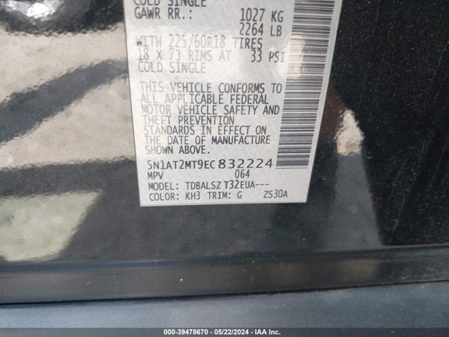 Nissan Rogue Sl 2014 5N1AT2MT9EC832224 Image 9