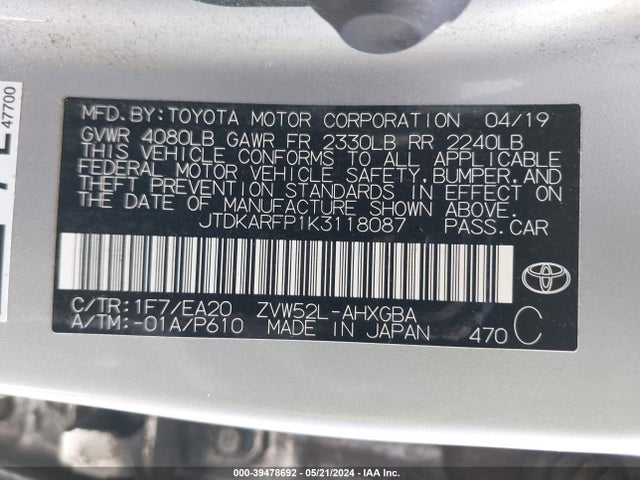 Toyota Prius Prime Premium 2019 JTDKARFP1K3118087 Image 9
