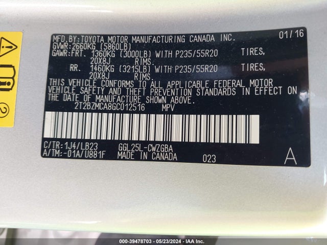 Lexus RX 350 2016 2T2BZMCA8GC012516 Image 9