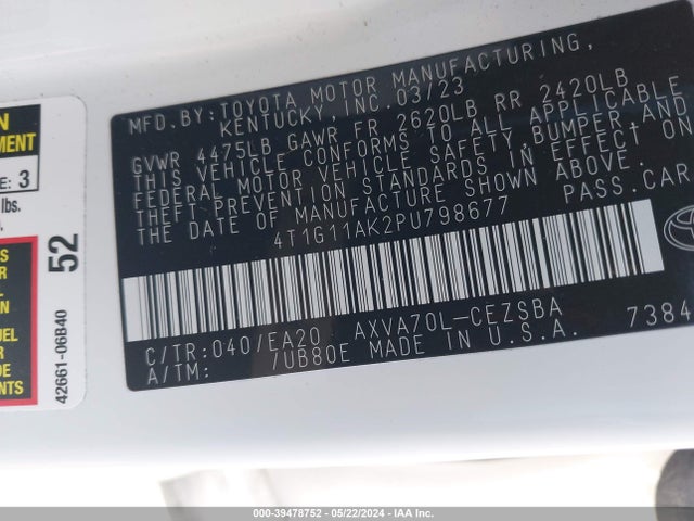 Toyota CAMRY SE 2023 4T1G11AK2PU798677 Image 9