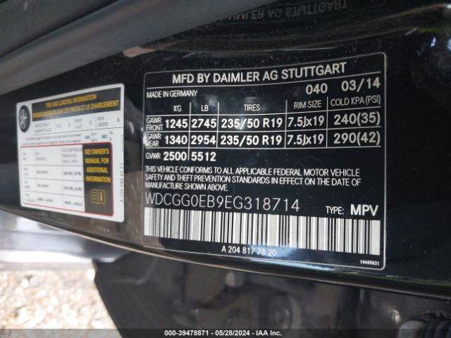 WDCGG0EB9EG318714 Mercedes-Benz Glk 250 Bluetec 4matic