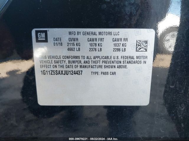 1G11Z5SAXJU124437 Chevrolet IMPALA LS
