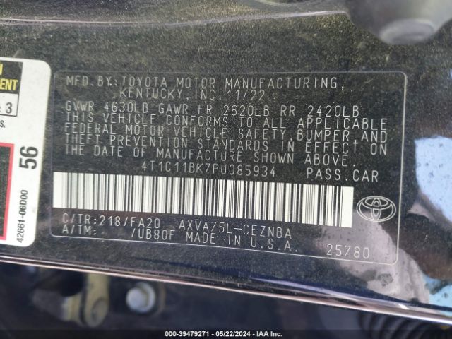 4T1C11BK7PU085934 Toyota CAMRY LE
