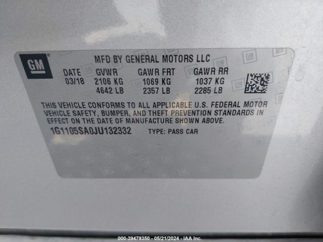 1G1105SA0JU132332 Chevrolet IMPALA 1LT