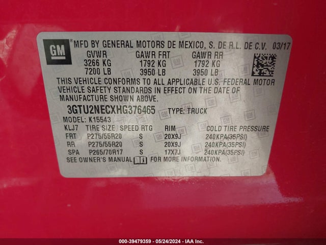 GMC Sierra 1500 Slt 2017 3GTU2NECXHG376465 Image 9
