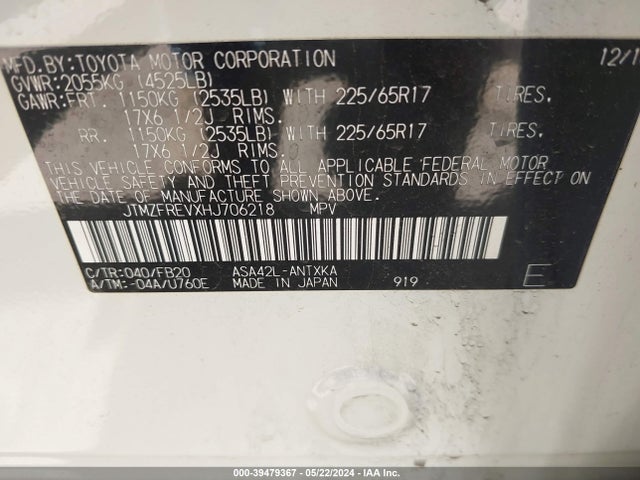 Toyota RAV4 LE 2017 JTMZFREVXHJ706218 Image 9
