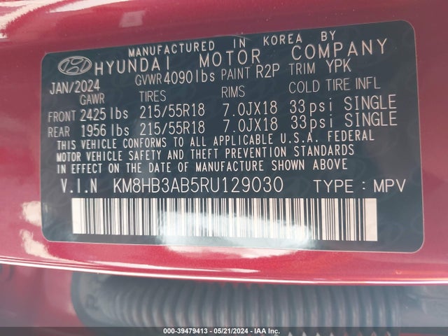 Hyundai Kona Sel 2024 KM8HB3AB5RU129030 Image 9