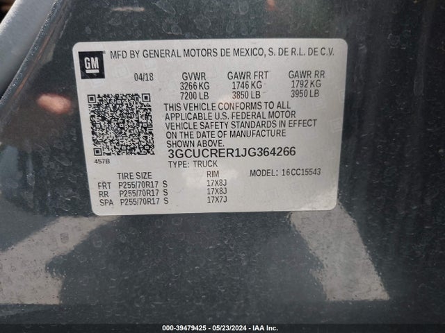 Chevrolet Silverado 1500 1lt 2018 3GCUCRER1JG364266 Image 9