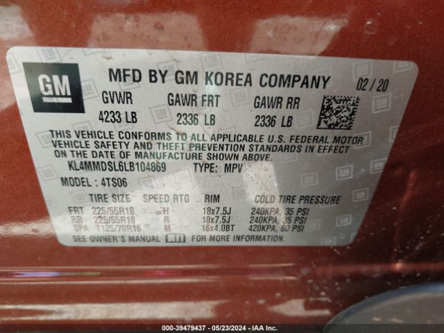 KL4MMDSL6LB104869 Buick Encore Gx Fwd Select