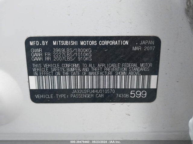 JA32U2FU4HU010570 Mitsubishi Lancer Es/le