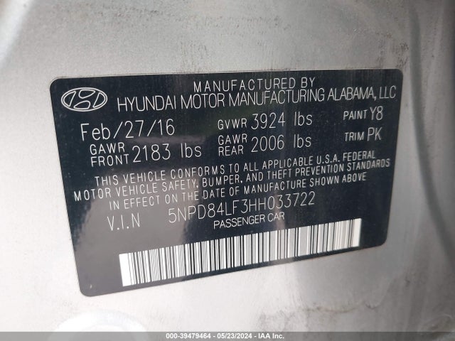 Hyundai ELANTRA SE 2017 5NPD84LF3HH033722 Image 9