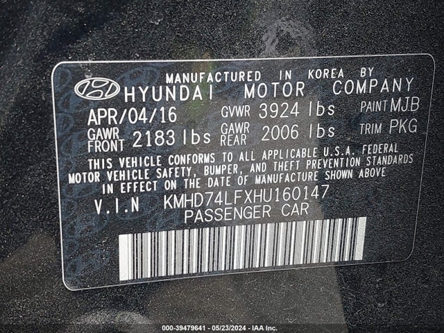 Hyundai ELANTRA SE 2017 KMHD74LFXHU160147 Image 9