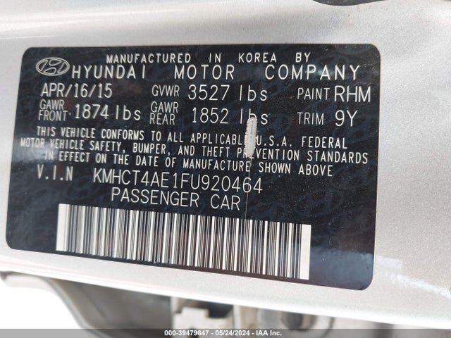 Hyundai ACCENT GLS 2015 KMHCT4AE1FU920464 Image 9