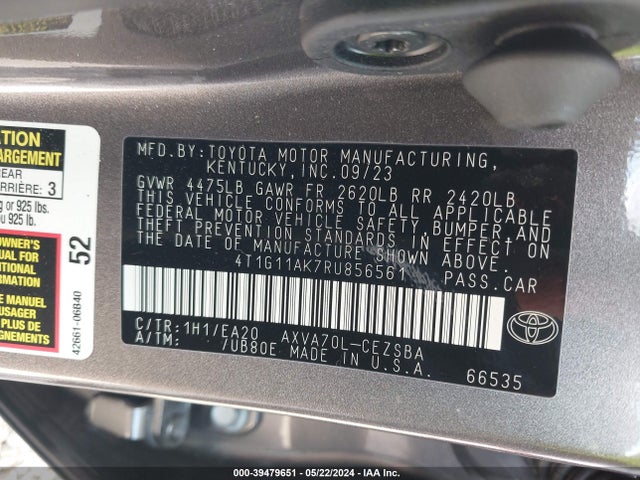 Toyota CAMRY SE 2024 4T1G11AK7RU856561 Image 9