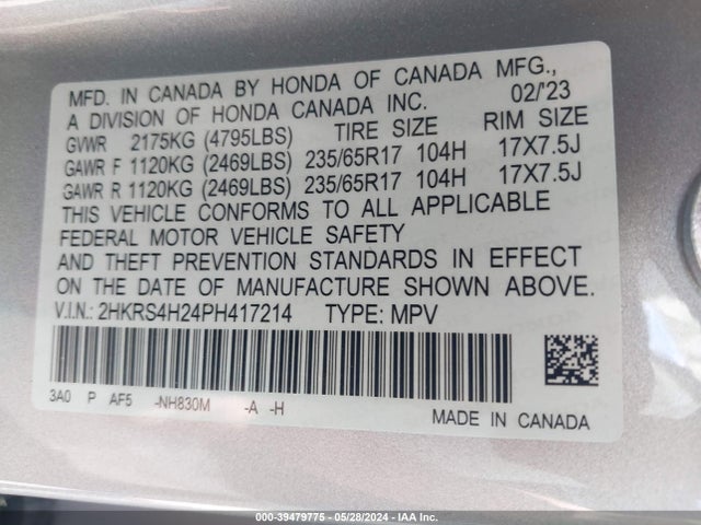 Honda Cr-v Lx Awd 2023 2HKRS4H24PH417214 Image 9