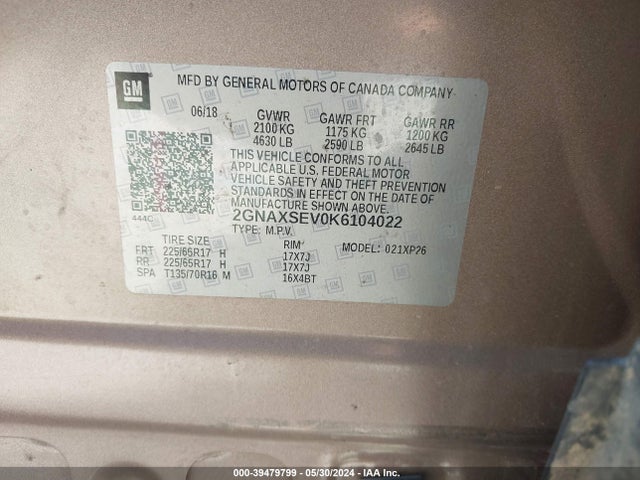 Chevrolet EQUINOX LS 2019 2GNAXSEV0K6104022 Image 9