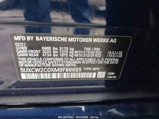 5UXCW2C0XM9F86695 BMW X7 Xdrive40i