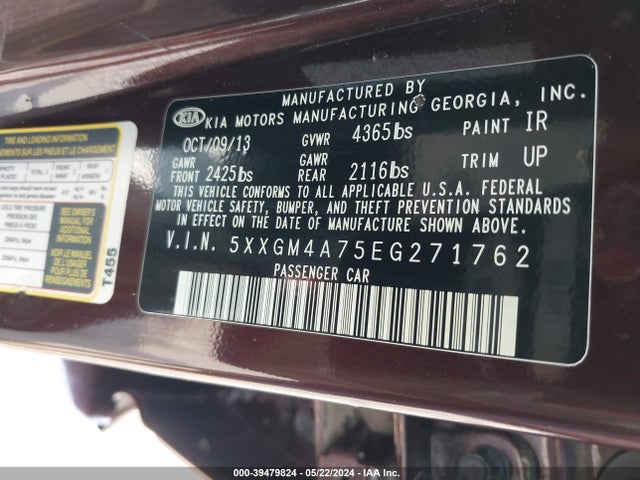 KIA Optima Lx 2014 5XXGM4A75EG271762 Image 9