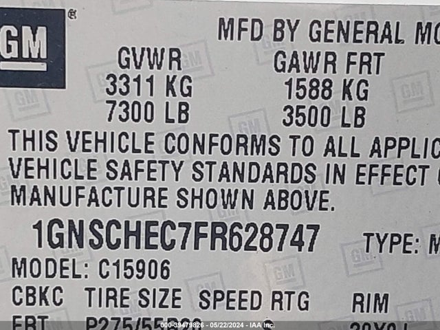 Chevrolet Suburban 1500 Ls 2015 1GNSCHEC7FR628747 Image 9