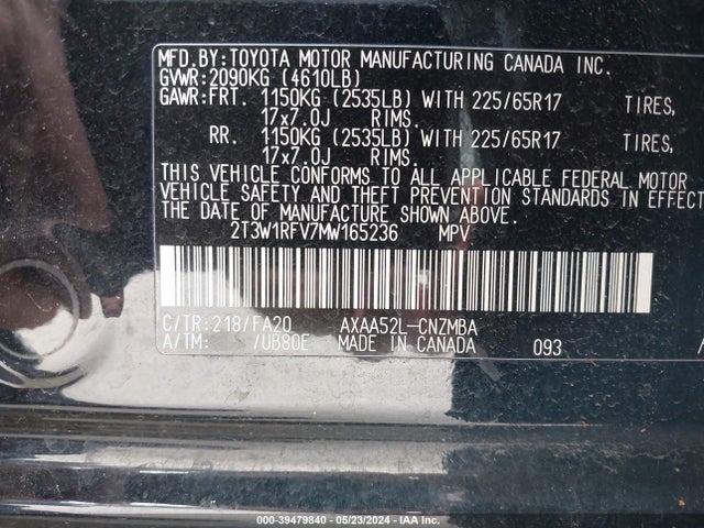 Toyota Rav4 Xle 2021 2T3W1RFV7MW165236 Image 9