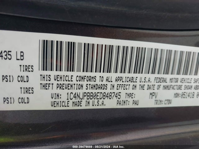 Jeep Patriot Sport 2014 1C4NJPBB0ED848745 Image 9