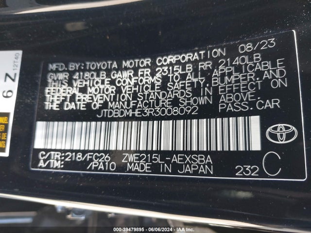Toyota Corolla Hybrid Se 2024 JTDBDMHE3R3008092 Image 9