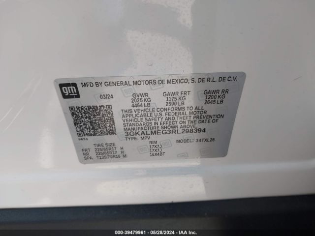 3GKALMEG3RL298394 GMC Terrain Fwd Sle