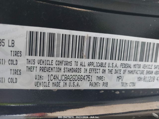 1C4NJCBA2GD664751 Jeep Compass Sport