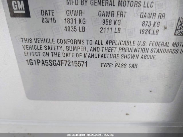 Chevrolet Cruze Ls Auto 2015 1G1PA5SG4F7215571 Image 9