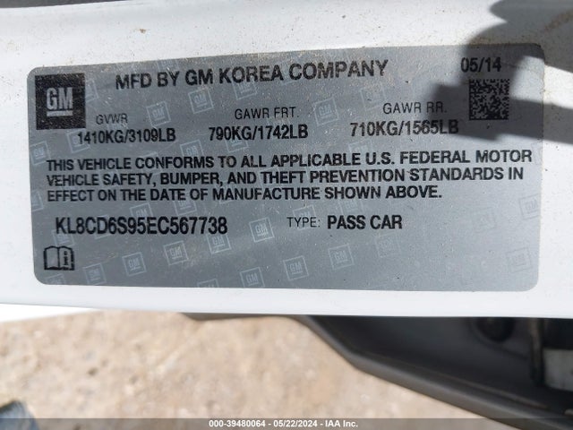 Chevrolet Spark 1lt Auto 2014 KL8CD6S95EC567738 Image 9