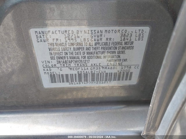 Nissan SENTRA S 2017 3N1AB7AP7HY251217 Image 9
