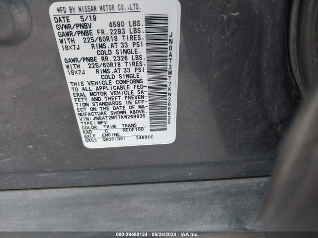 Nissan ROGUE SV 2019 JN8AT2MT7KW268835 Image 9