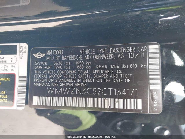 2012 MINI COOPER WMWZN3C52CT134171 Photo 8