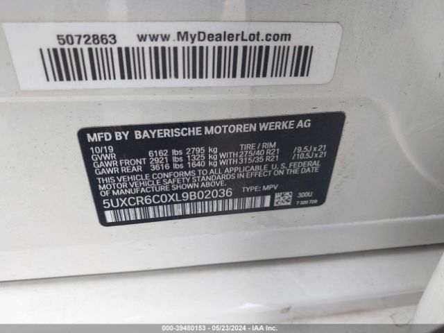 5UXCR6C0XL9B02036 BMW X5 Xdrive40i